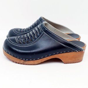 Vintage SCANIA Blue Leather Clogs Wms 7